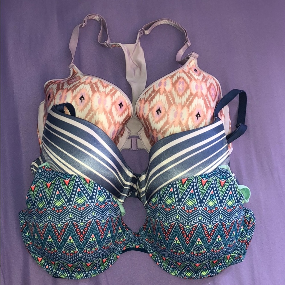 32D Patterned Bras Bundle of 3